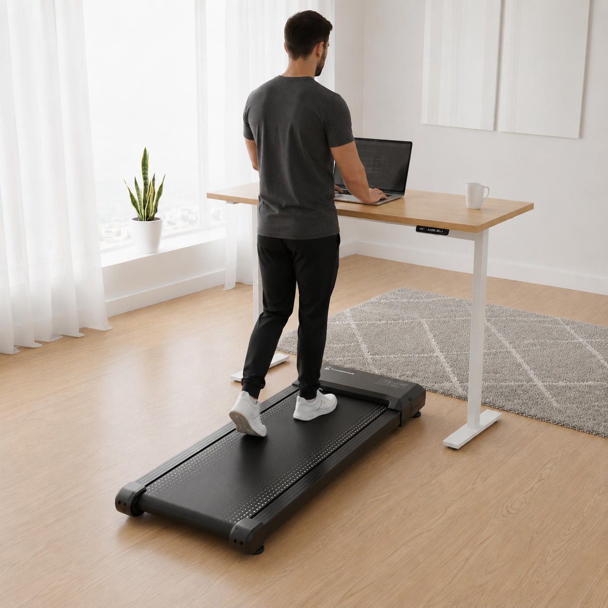 Tapis Roulant Compact pour Marche et Course - Idéal Sous Bureau (Noir, Rose)