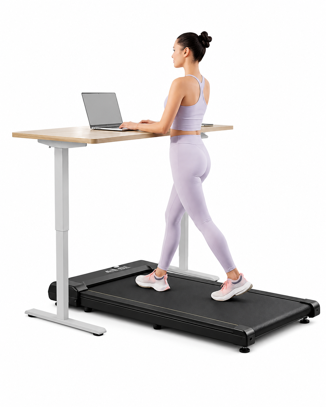 Tapis Roulant Compact pour Marche et Course - Idéal Sous Bureau (Noir, Rose)