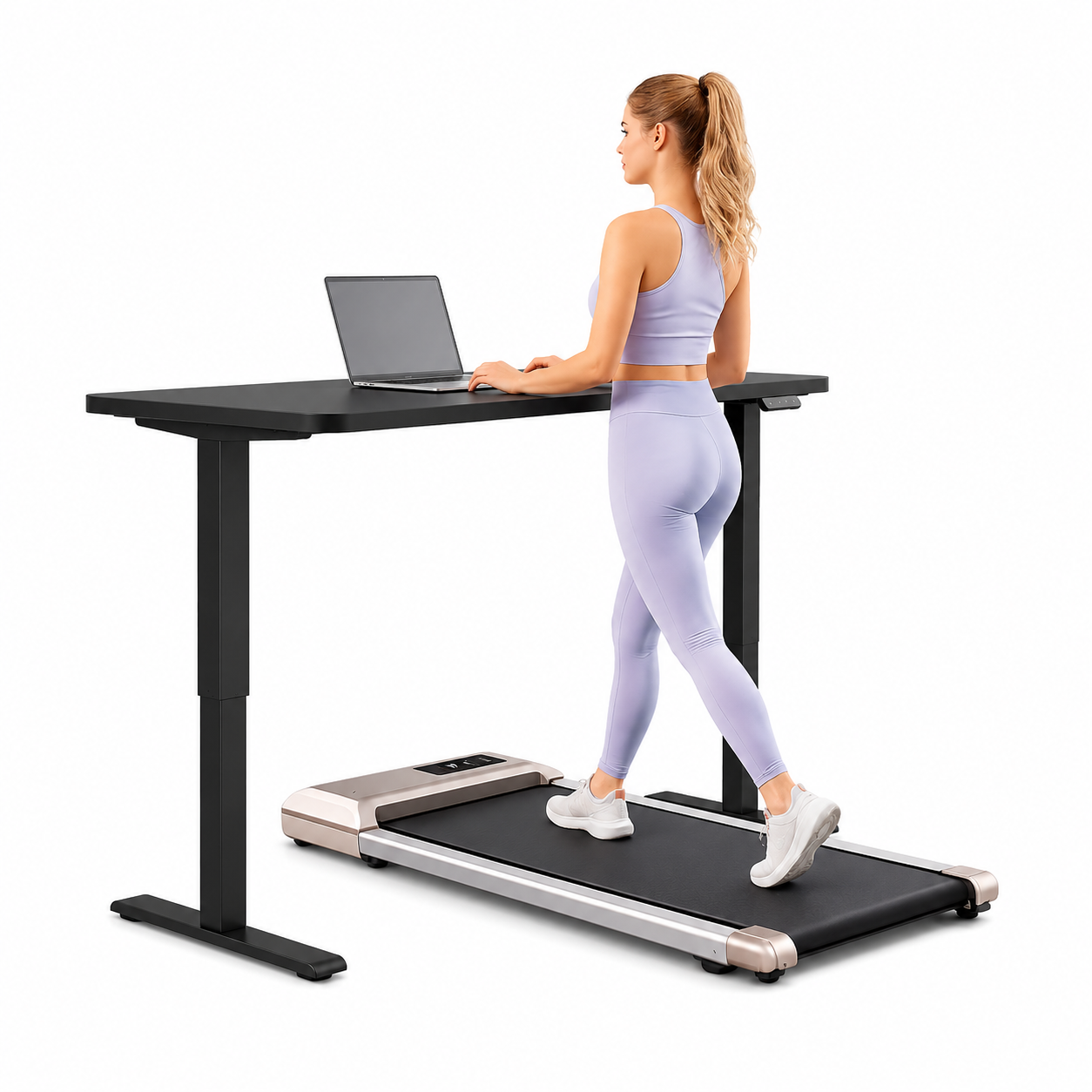 Tapis Roulant Compact pour Marche et Course - Idéal Sous Bureau (Noir, Rose)