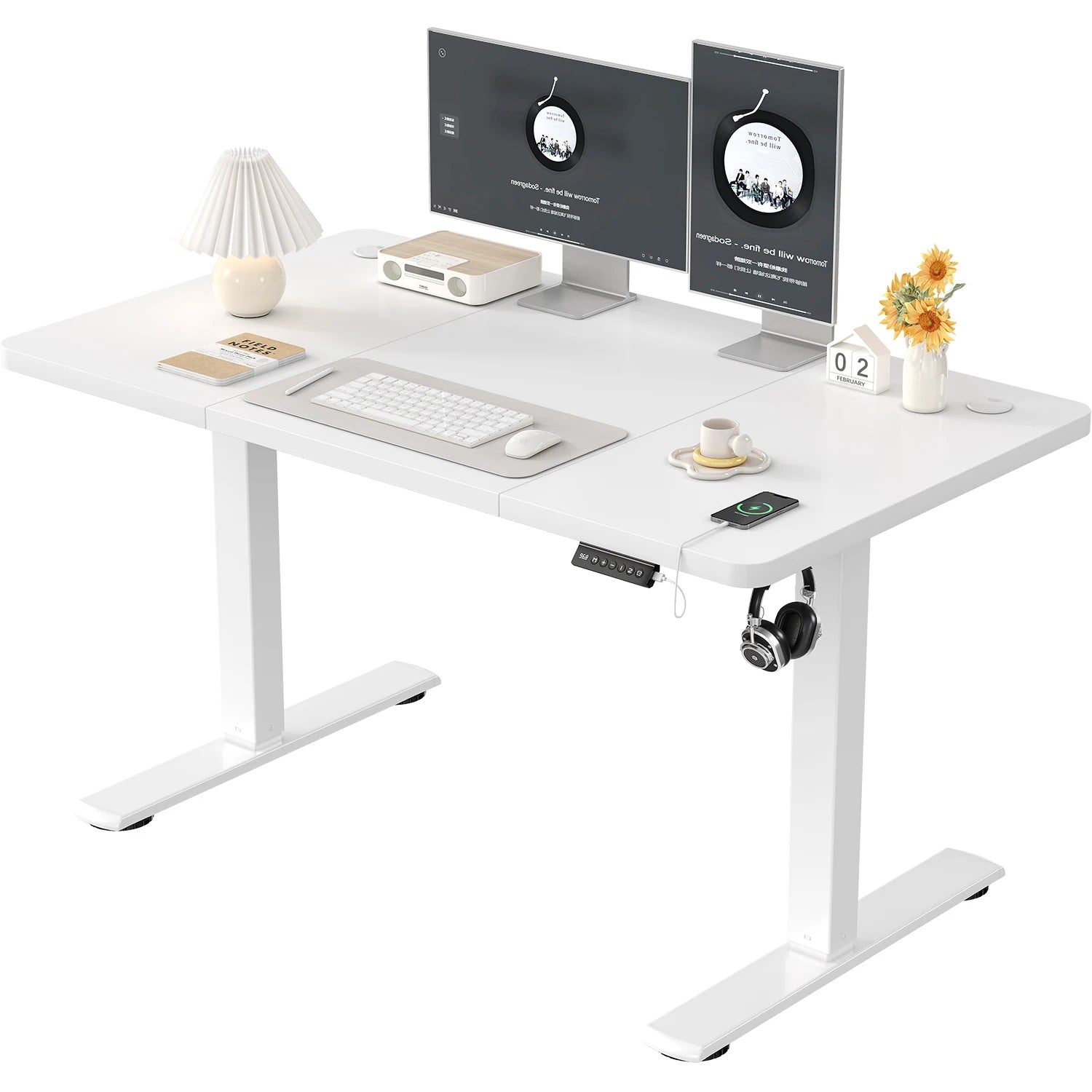 Bureau réglable en hauteur Devoko avec prise USB - Électrique, plusieurs tailles disponibles