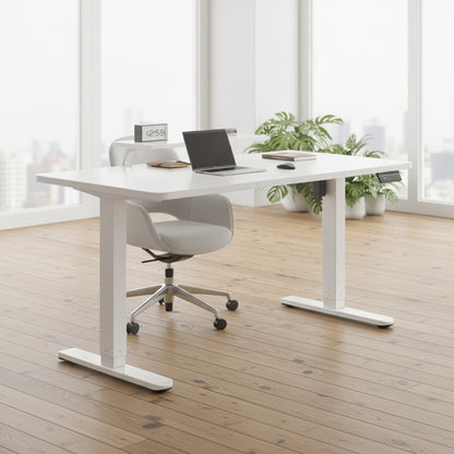 Bureau réglable en hauteur électrique Devoko 160x70 cm - Blanc, expédié de France