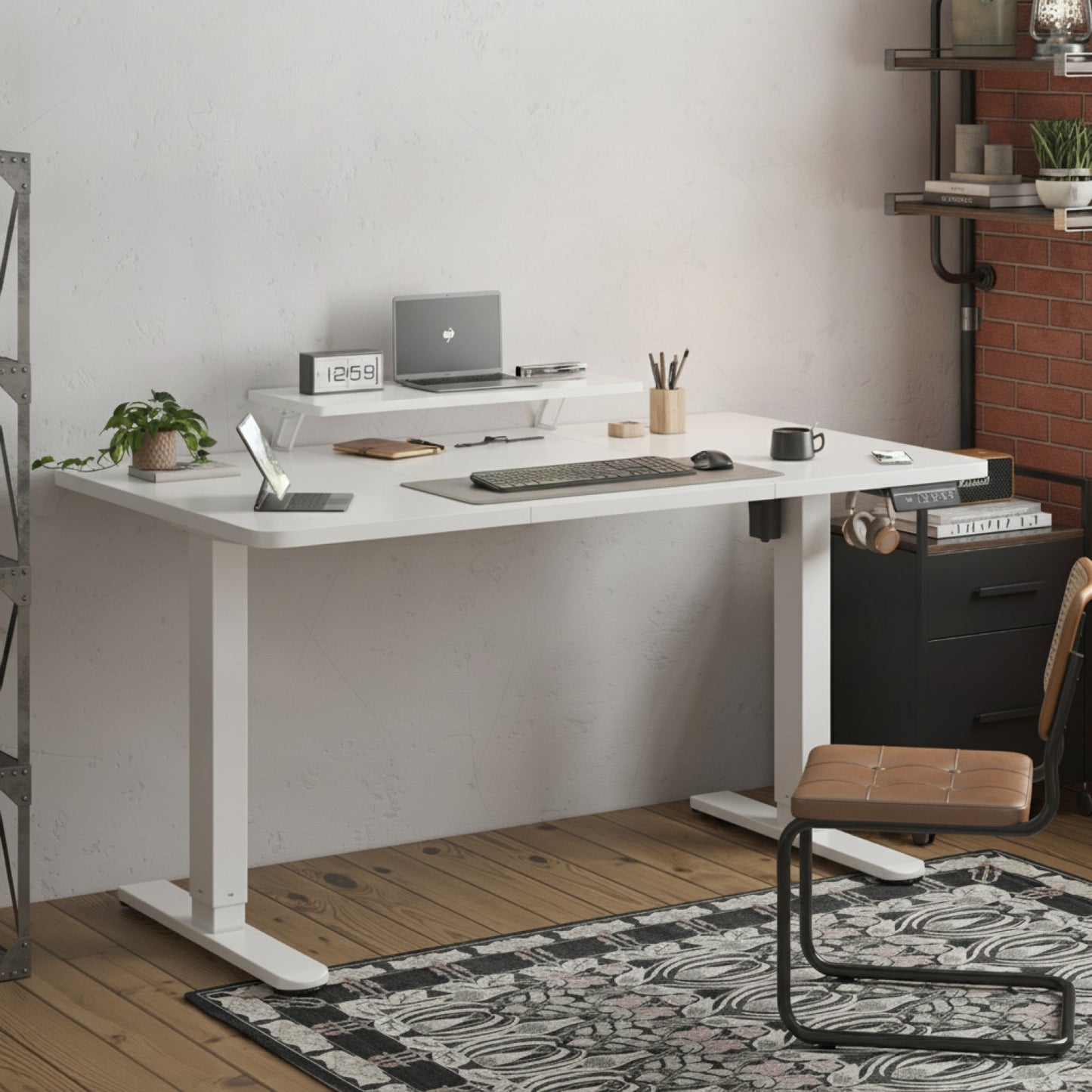 Bureau réglable en hauteur électrique Devoko 160x70 cm - Blanc, expédié de France