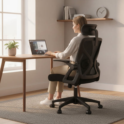 SYMINO Chaise de Bureau Ergonomique avec Appui-tête Réglable et Soutien Lombaire
