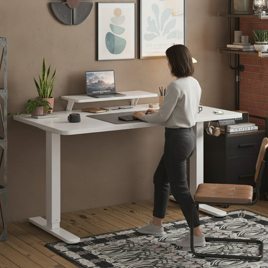 Bureau réglable en hauteur électrique Devoko 160x70 cm - Blanc, expédié de France