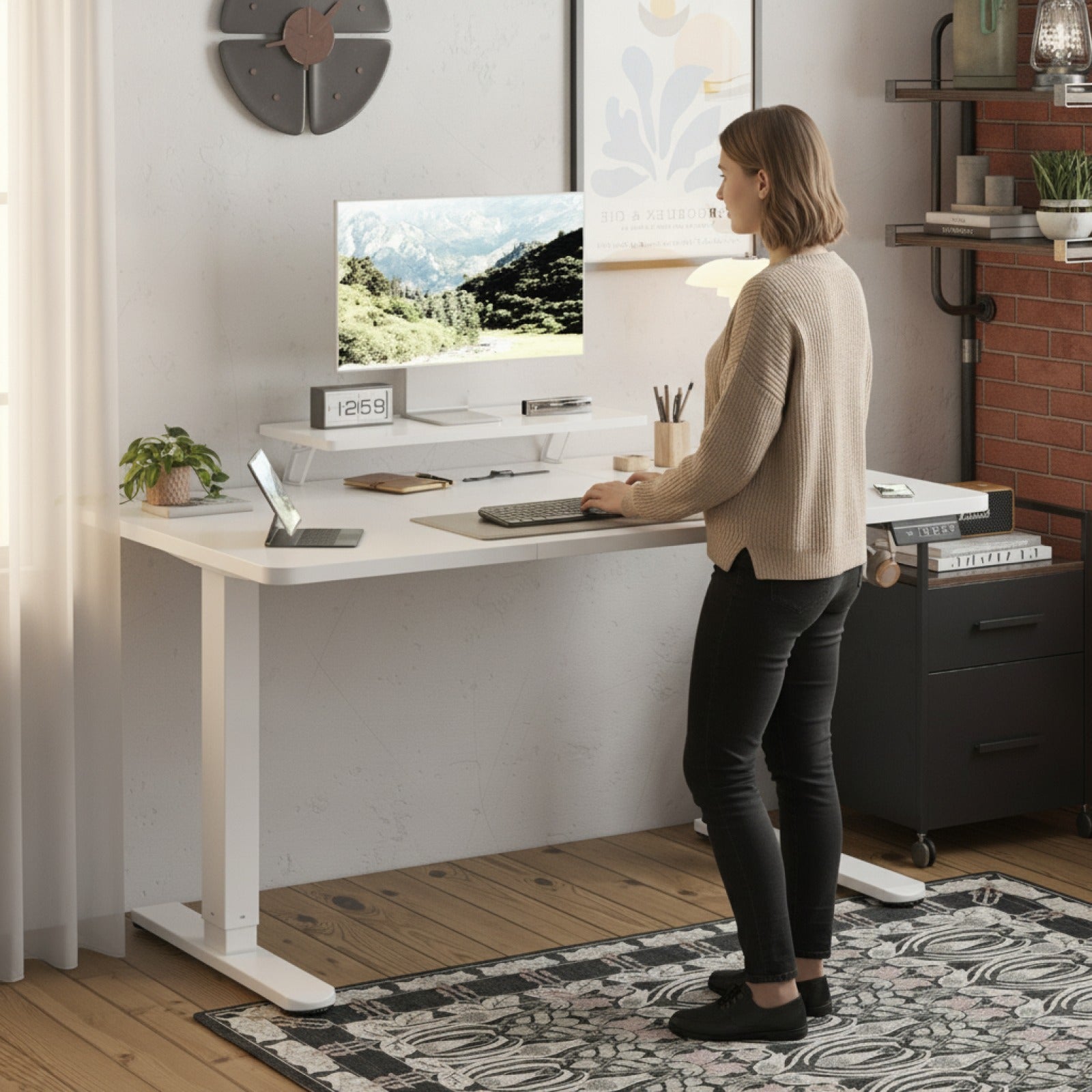 Bureau électrique réglable en hauteur Devoko 160x70 cm - Blanc ou Chocolat, expédié d'Allemagne