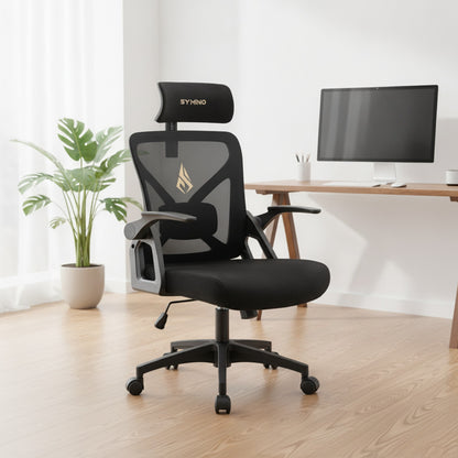 SYMINO Chaise de Bureau Ergonomique avec Appui-tête Réglable et Soutien Lombaire